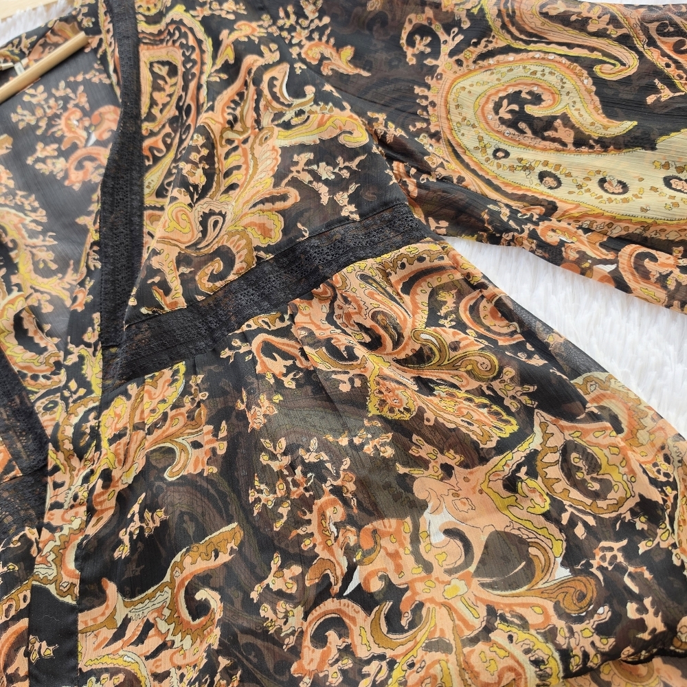 Soft Surroundings Plus Size Sheer Paisley‎ Lace Kimono - Picture 7 of 9